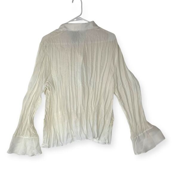 White stag 90s women's 16 18 xl white flutter collar peter pan vintage sheer lac - Picture 4 of 11